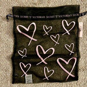 NWT - Victoria's Secret lingerie bag - mesh - hearts - Pink  / Black